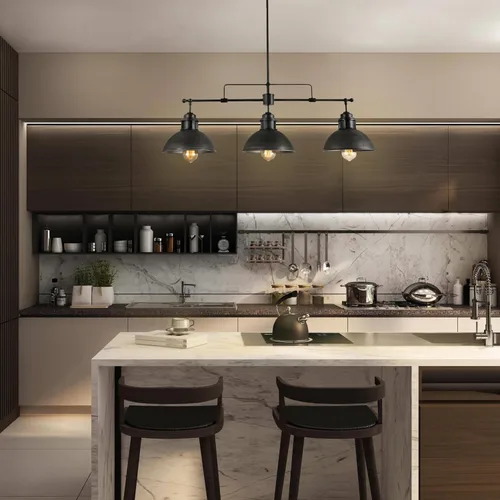 Miniatura 3 de LOG BARN Candelabros para comedor, iluminación industrial de isla de cocina de 3 luces, lámpara colgante de mesa de billar estilo granja de 35.7