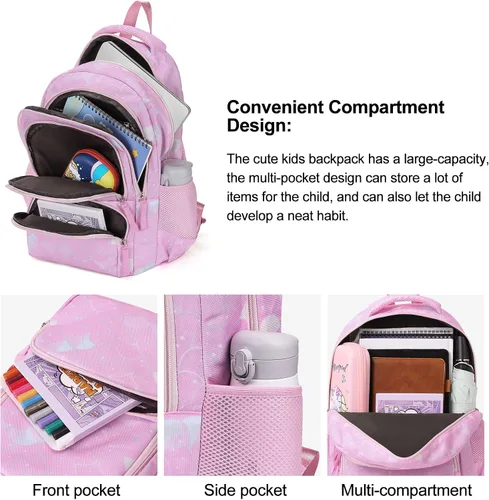 Miniatura 5 de CLUCI Mochila infantil para niños y niñas, mochila para preescolar con correa ajustable, 12L, 04-rosa, Classic
