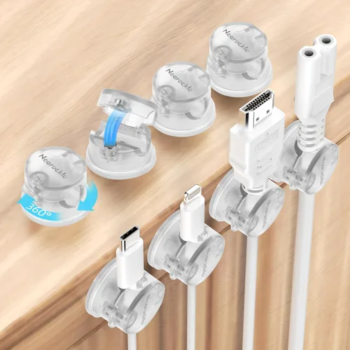 Paquete de 8 organizadores magnéticos de cables [bloqueo giratorio para cables], clips para cables, soporte magnético fuerte mejorado, organizador