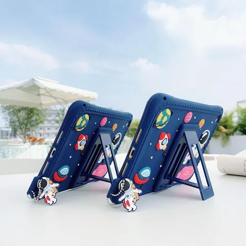 Miniatura 8 de Funda para Samsung Galaxy Tab A7 Lite de 8.7 pulgadas T220/T225, funda de silicona con patrón de astronautas de cosmonautas con colgante con cordón