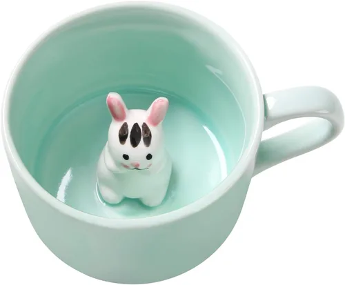 Miniatura 9 de Taza de café sorpresa 3D con diseño de animales en el interior, de 12 onzas con vaca bebé, bonita taza de cerámica hecha a mano de dibujos animados