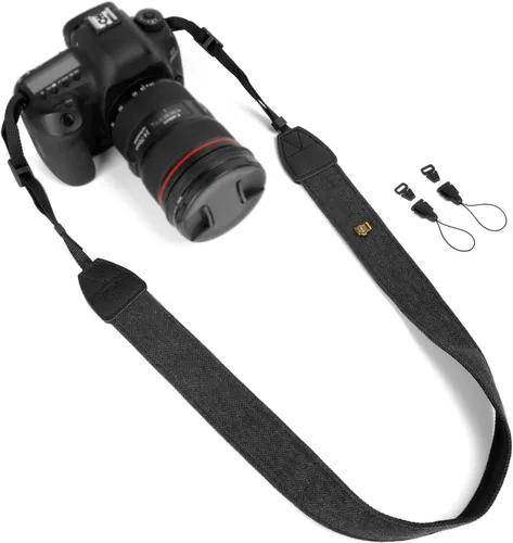 Correa de la cámara Correa de hombro de lona negra con hebillas de liberación rápida para DSLR SLR | Correa de transporte ajustable del hombro del