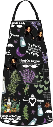 WZMPA Delantal de cocina de boticario para hermanas, regalo de brujas mágicas, sal, romero y lavanda, delantal de amor, margaritas de medianoche