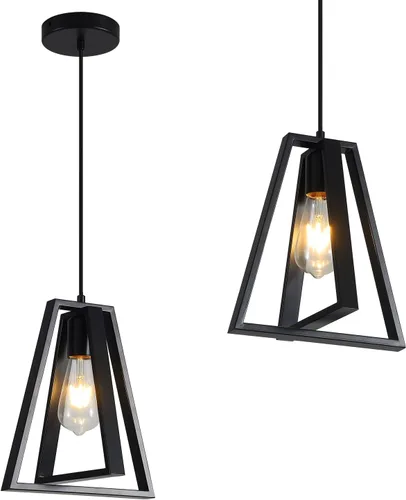Lámpara colgante de casa de campo negra para isla de cocina, lámpara colgante rústica, altura ajustable, lámpara colgante de techo de metal, mini