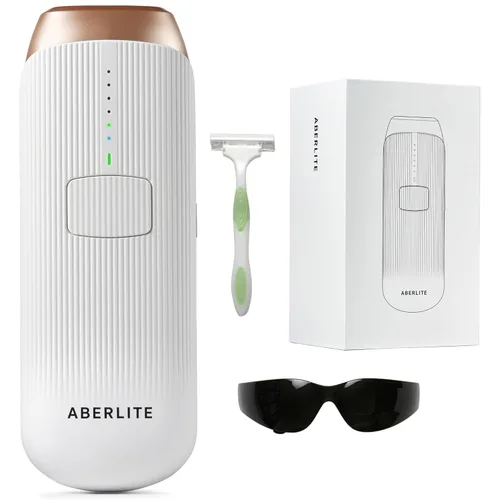 Aberlite Luxe - Dispositivo de depilación láser IPL para mujeres y hombres, sin dolor con enfriamiento de zafiro, doble pulso, escaneo automático, 4