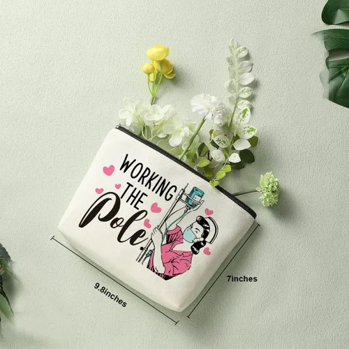 Miniatura 2 de Decohim Bolsa de maquillaje divertida para enfermera, alfabeto, latido del corazón, bolsa de cosméticos, accesorios para enfermeras de trabajo