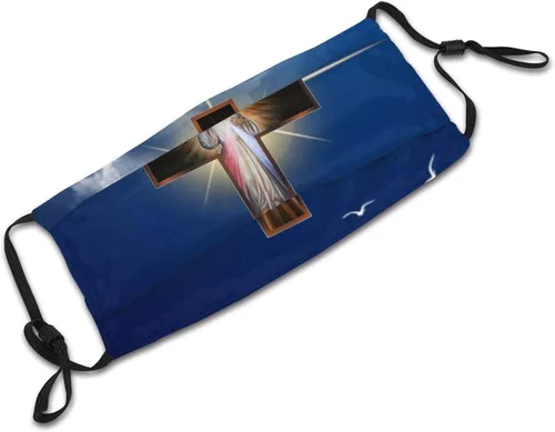 Miniatura 6 de goincrond Máscara facial cristiana de Jesús, lavable, de tela, transpirable, reutilizable, con filtros, para adultos, mujeres, hombres y jóvenes