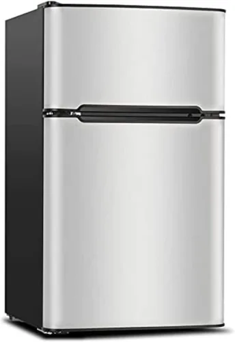 Mini refrigerador de 3.2 pies cúbicos con congelador, refrigerador retro de 2 puertas y congelador de bajo ruido, eficiencia energética, 7 modos de