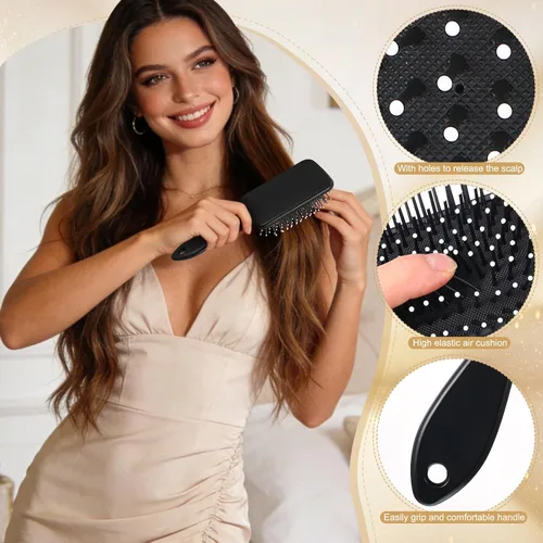 Miniatura 3 de Juego de 6 cepillos para el cabello para mujer, peine desenredante, cepillo desenredante para hombres y mujeres, cabello lacio rizado y seco húmedo