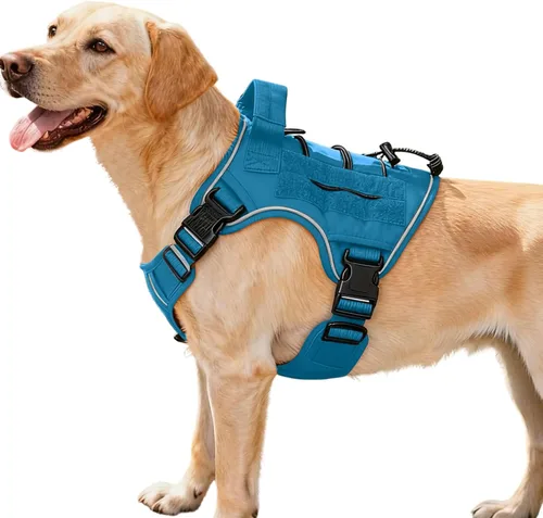 Miniatura 98 de Arnés táctico para perros grandes, chaleco reflectante ajustable sin tirones con sistema Molle, control de grado militar K9 para entrenamiento