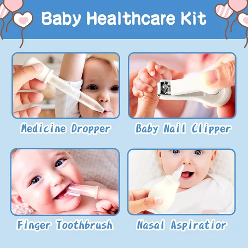 Miniatura 6 de Kit de cuidado de la salud y aseo del bebé, 14 en 1, juego de seguridad para bebés recién nacidos, juego de cuidado de la salud con cepillo
