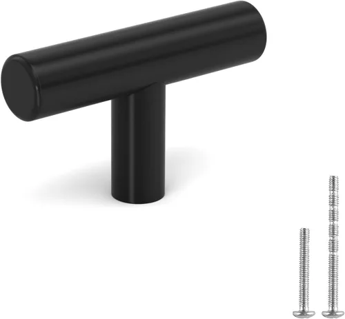 Miniatura 22 de LONTAN Paquete de 4 Pomos Negros para Gabinetes y Cajones Pomos de Gabinete de Cocina para Tocador Baño Moderno Herrajes Negros de Barra en T