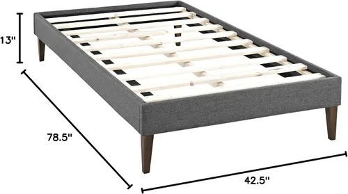 Miniatura 2 de Modway Sharon - Marco de cama de tela con patas cuadradas cónicas, color azul