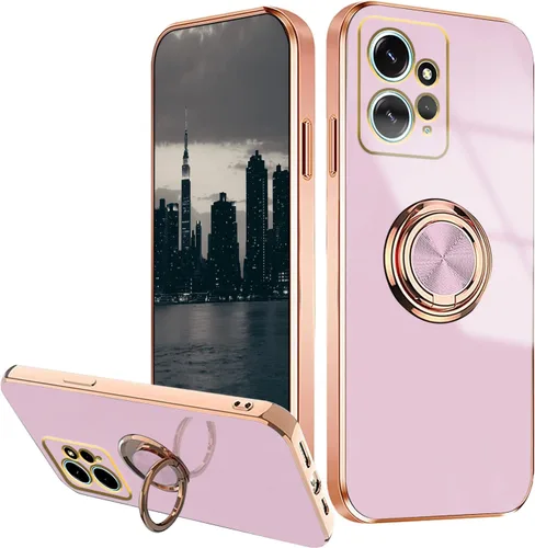 Compatible con Redmi Note 12 4G Case Ring Holder Magnet Green, para Xiaomi Redmi Note 12 4G Funda de teléfono de silicona a prueba de golpes Púrpura