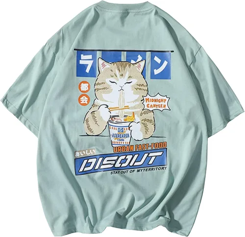 Vamtac Mens Oversized Dog Cat Graphic Tees Harajuku Shirt Casual Summer Tops Streetwear Aesthetic T-Shirt Unisex