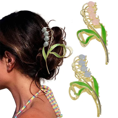 Miniatura 15 de Grandes pinzas de mandíbula de metal antideslizantes con mariposa brillante para mujeres - Agarre fuerte y bonito, accesorios para el cabello