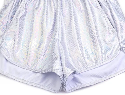 Miniatura 5 de Perfashion - Shorts metálicos brillantes para mujer