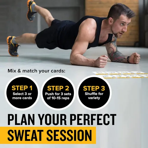 Miniatura 4 de NewMe Fitness Tarjetas de entrenamiento de peso corporal, baraja de instrucciones de fitness para mujeres y hombres, guía de fitness