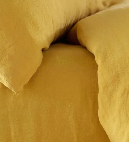 Miniatura 3 de INDACORIFY Funda de edredón de algodón en color amarillo mostaza, ropa de cama bohemia 100% algodón lavado, tamaño Queen, funda de cama amarilla