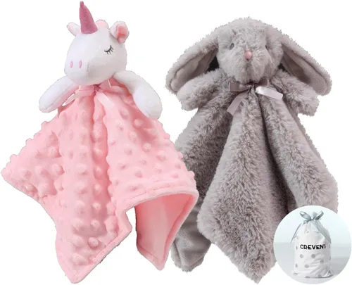 Miniatura 30 de CREVENT - Manta de felpa acogedora para bebé, mantita de seguridad con caras de animales para niños pequeños, regalo para bebés recién nacidos