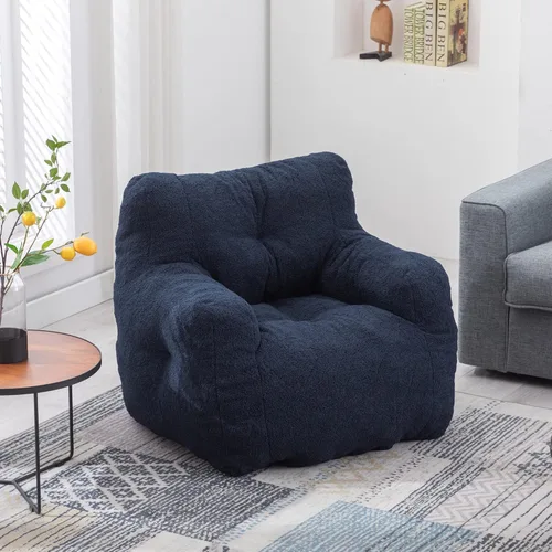 Miniatura 5 de Recaceik Sillas de Puf, Silla de Puf Relleno Suave con Bordes, Sofá Perezoso Esponjoso, Silla de Puf Gigante Imperial para Dormitorio, Sala de Azul