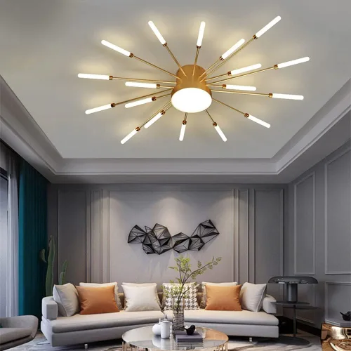 Miniatura 26 de Lámpara de techo LED regulable de 32 pulgadas, 12 luces de techo, lámpara de techo empotrada, iluminación de interior dorada para sala de estar, 12