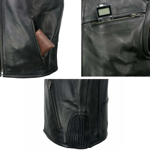 Miniatura 6 de Milwaukee Leather MLM3502 - Chaleco de cuero con cremallera para hombre