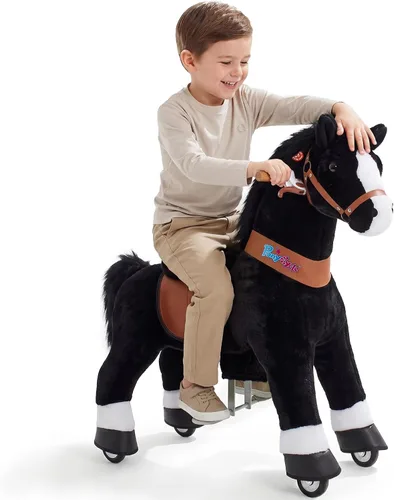 Miniatura 12 de PonyCycle Juguete de caballo para niños pequeños de 3 a 4 años con freno, accionado por niños, caballo mecánico mecánico, regalo de cumpleaños, Negro