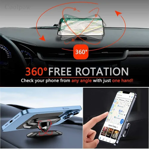 Miniatura 6 de 【Paquete de 2】 Soporte magnético de teléfono para el tablero del automóvil 【Imán fuerte】 Soporte magnético para teléfono del coche 【4 placas】