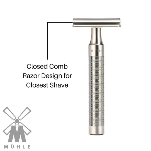 Miniatura 2 de MÜHLE ROCCA R94 - Maquinilla de afeitar de seguridad de doble filo (peine cerrado) Acero inoxidable mate puro Perfecto para uso diario Pure