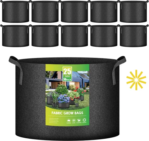 Miniatura 23 de iPower Paquete de 10 bolsas de 3 galones para plantas de tela no tejida gruesa resistente para cultivo de papas, contenedor duradero con aireación