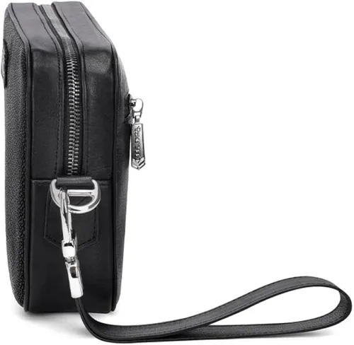 Miniatura 3 de Cuadra Bolsa de documentos para hombre en piel auténtica Stingray negro