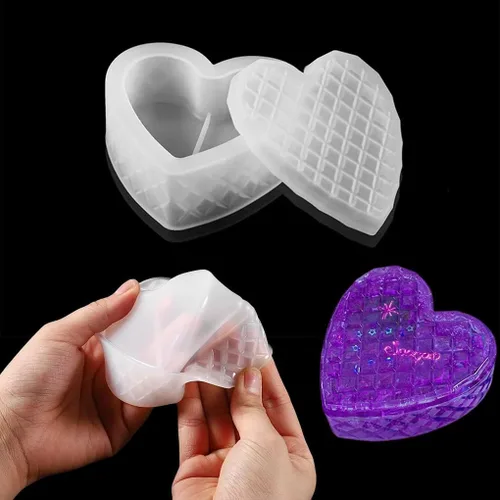 Miniatura 3 de Moldes de resina para caja de corazón, moldes de caja de silicona, moldes de caja de joyería con tapa, molde de caja de almacenamiento, moldes