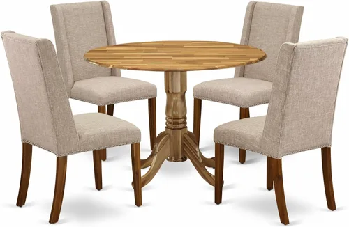 Miniatura 17 de East West Furniture DLFL3-ABK-21 - Juego de mesa de comedor de 3 piezas contiene una mesa de cocina redonda con gotas y 2 sillas de comedor Parsons