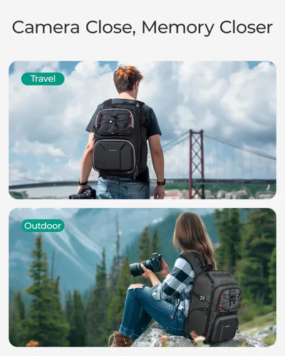 Miniatura 6 de BAGSMART Bolsa para cámara para fotógrafos, bolsa profesional para cámara compatible con portátiles de hasta 15.6 pulgadas, estuche para cámara
