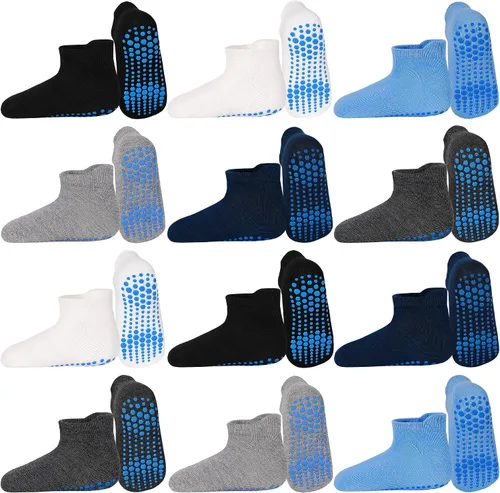 Miniatura 9 de HYCLES Calcetines de tobillo antideslizantes para niños pequeños, calcetín antideslizante para bebé, calcetines antideslizantes para niños de 1 a 7