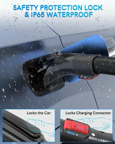 Miniatura 4 de Adaptador de carga EV para Tesla a J1772, hasta 60 amperios con bloqueo de seguridad, IP65, adaptador portátil J1772 Tesla, compatible con cargador