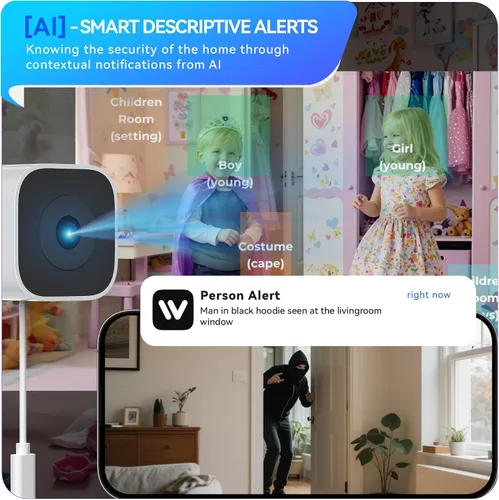 Miniatura 5 de Cámara magnética para ventana, cámara de seguridad para ventana con visión nocturna, cámara interior de 3MP 2K para seguridad del hogar, habilitada