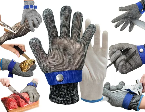 Litex Nivel 9 Guante de metal de malla de acero inoxidable,Guante de trabajo de seguridad a prueba de cortes de grado alimentario,Guante de corte