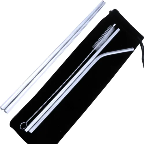 Miniatura 5 de Utensilios reutilizables plateados con estuche, saludables y ecológicos, juego de vajilla portátil de acero inoxidable de 8 piezas, juego de vajilla