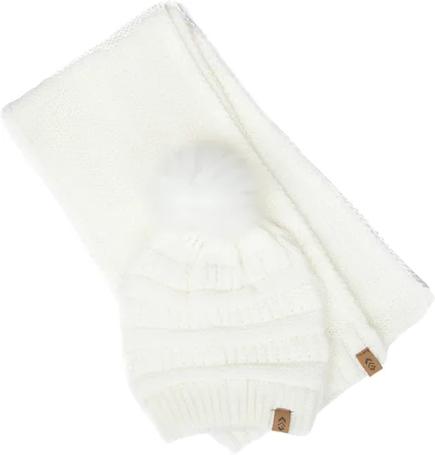 Miniatura 3 de Free Country Bufanda y gorro de punto a juego conjunto térmico de invierno con pompones holgados para mujer
