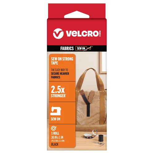 VELCRO Brand Cinta de tela fuerte para coser | Rollo de 30 pulgadas, negro