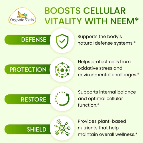 Miniatura 7 de Organic Veda Neem Capsules Triple Complex Extractos de hojas de neem, corteza y flores, suplemento de hierbas para el acné, limpia y limpia la salud