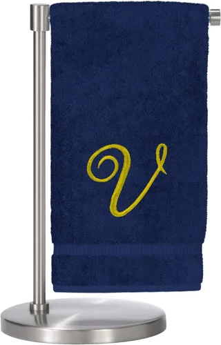 Miniatura 86 de Script R - Toalla de baño con monograma, regalo personalizado, 27 x 54 pulgadas, juego de 1 toalla bordada con texto dorado, 100% algodón turco