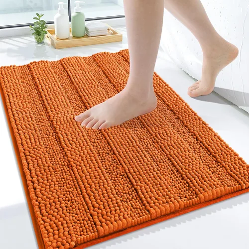 Miniatura 37 de Grandaily Alfombras de baño de felpilla a rayas de 24 x 16 pulgadas, extra gruesas y suaves, absorbentes, parte trasera de goma, alfombra de ducha