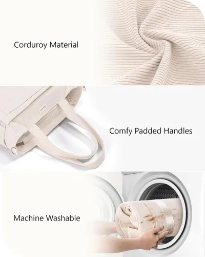 Miniatura 6 de Bolsa tote de pana para mujeres, 17 bolsillos para laptop de trabajo, ligera, para maestras, enfermeras, bolsa de hombro bíblica para escuela