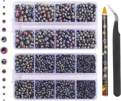 Miniatura 21 de 6540 PIEZAS Cuentas de Perlas de Resina de Color Mixto con Parte Posterior Plana, Tamaño Mixto de 5/64, 1/8, 5/32, 13/64, 3/16, 1/4, 3/8, 5/8 Mezcla