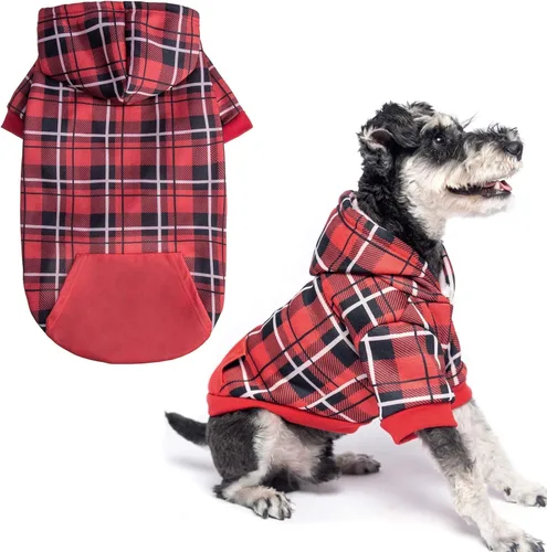 Miniatura 20 de EXPAWLORER - Sudadera con capucha para perro, estilo británico, suave y cálido con agujero para la correa, para clima frío, abrigo de invierno