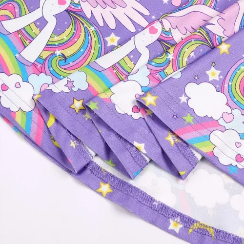 Miniatura 5 de Vestido Quedoris de unicornio para niña, vestido con vuelo para fiesta, estilo casual, con estampado, para niñas de 2 a 10 años