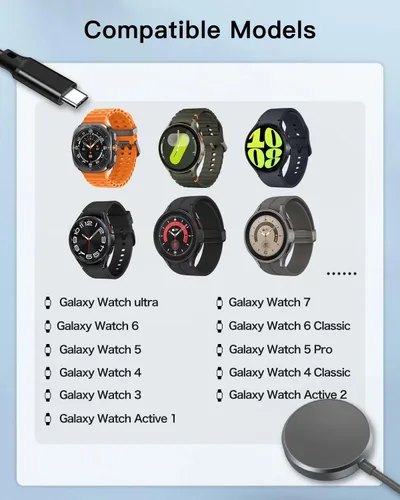 Miniatura 6 de Paquete de 2 cables de carga para Samsung Galaxy Watch Ultra / 7/6 / 6 Classic / 5/5 Pro / 4/4 Classic / 3 / Active 2 / Active 1, cable de carga